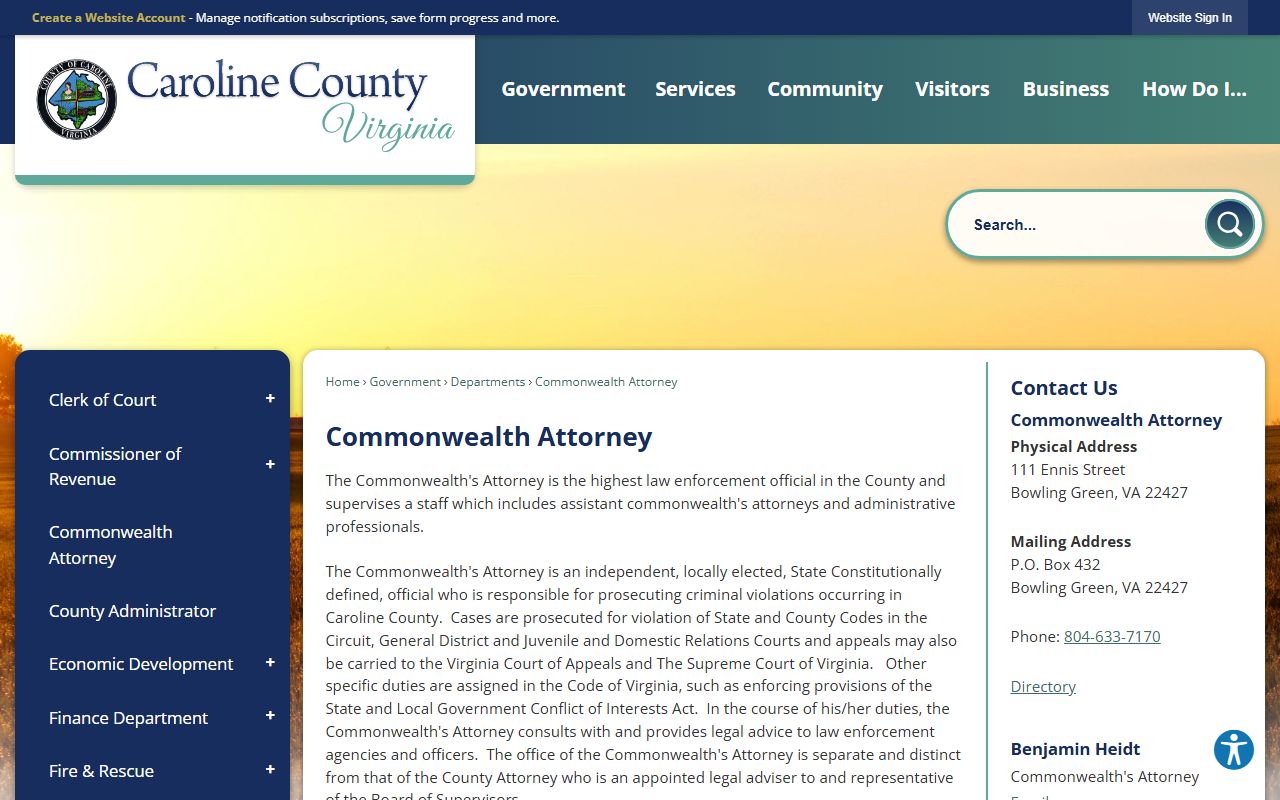 Caroline County Commonwealth's Attorney court records after jail arrest source