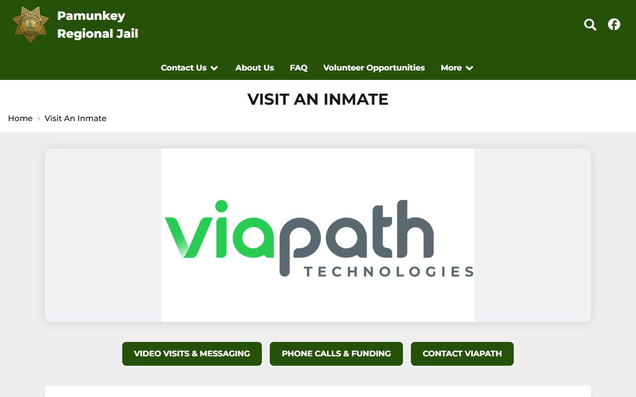 Pamunkey Regional Jail visitation services for Caroline County inmate lookup