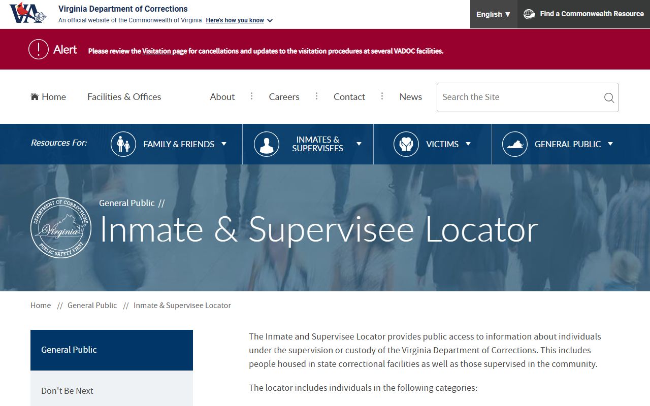 VADOC locator for Caroline Correctional Unit state inmate search