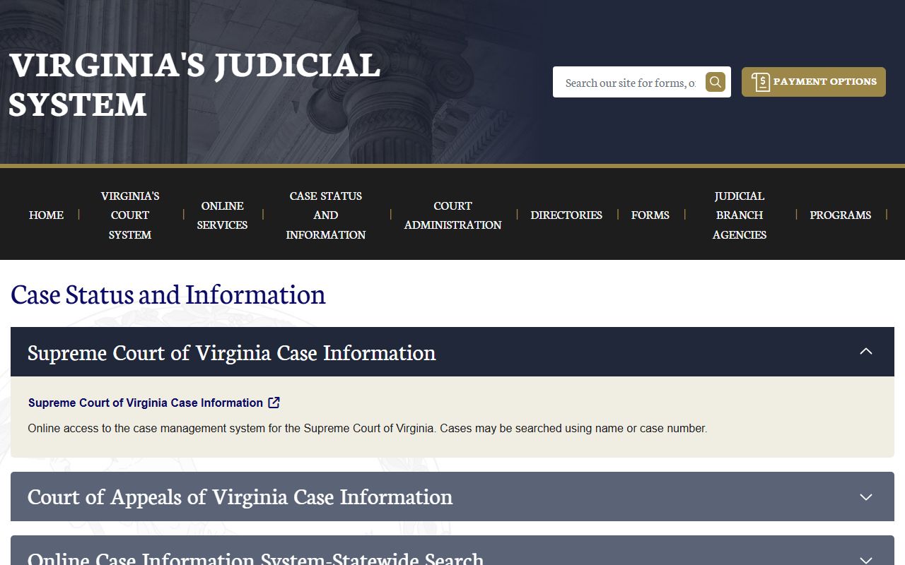 Caroline County court records after arrest in Virginia Judiciary case status search